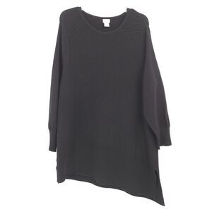Chico's asymmetrical tunic sweater Size 4 (XXL) black‎ long sleeve crew neck